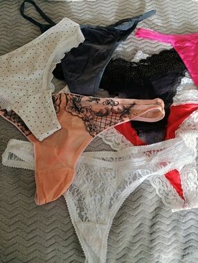 Women's Lace & Mesh Thong Panty - Peach, White, Black, Pink, White